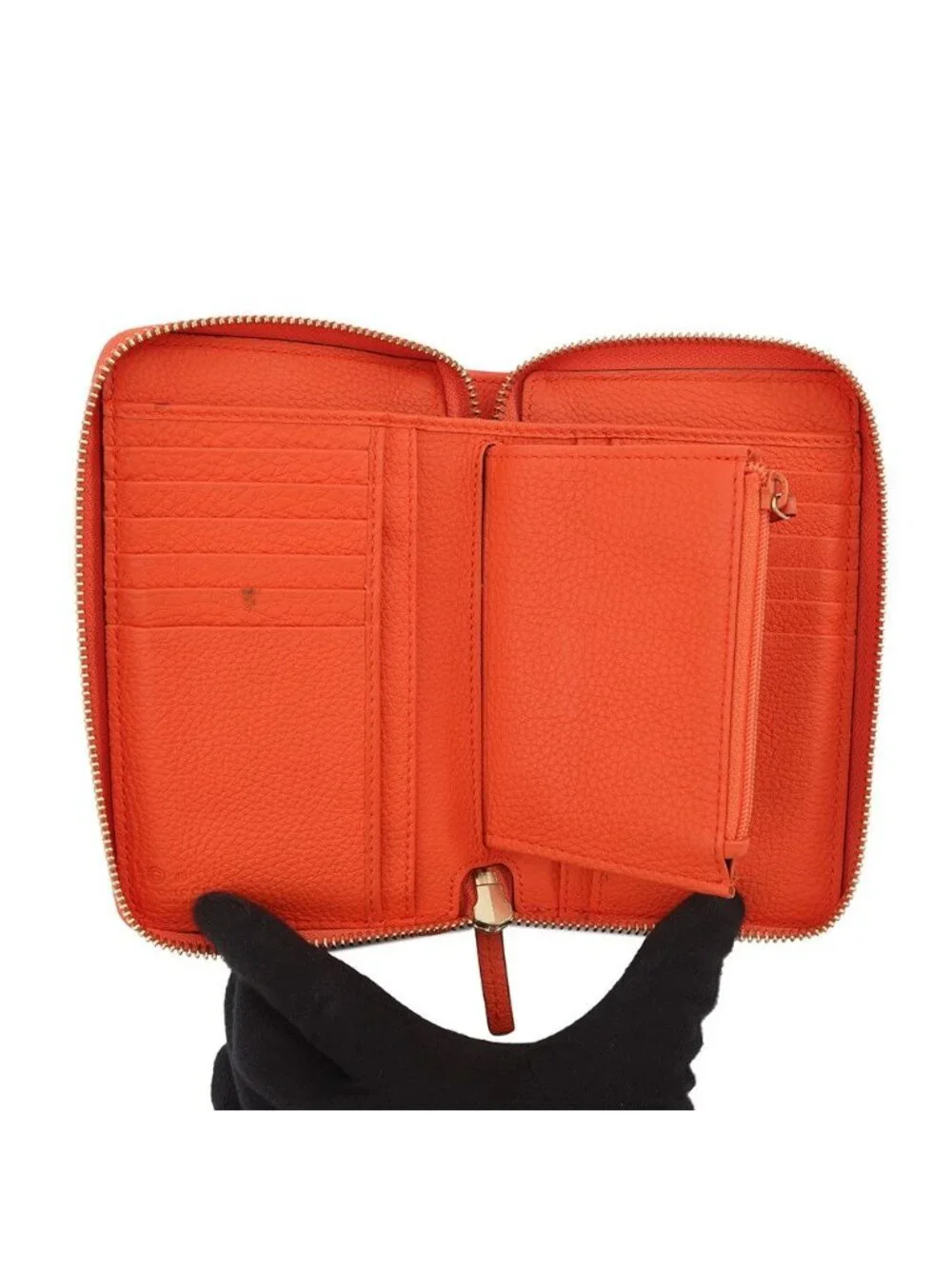 Gucci Bifold Wallet Zip Around Logo Leather